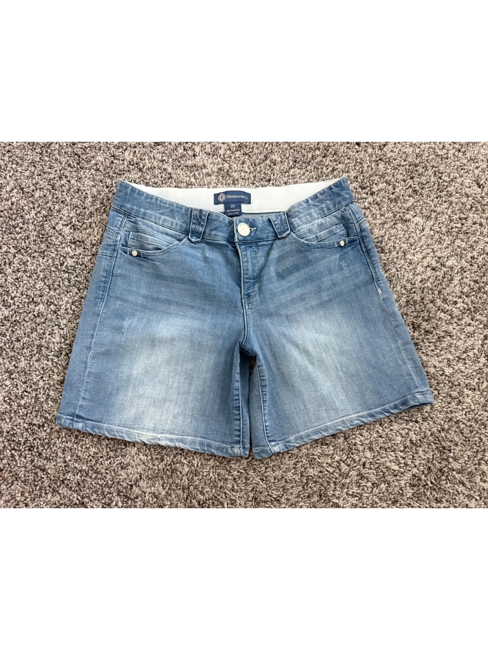 Democracy “Ab” solution Light Blue Stretch Denim Bermuda Shorts Women's Size 10